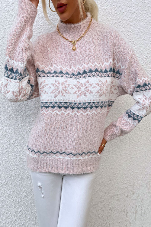 Jersey de cuello alto con copos de nieve