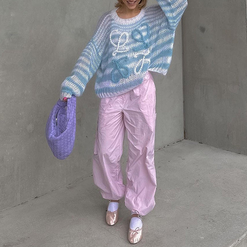 Jersey de punto casual de rayas de colores