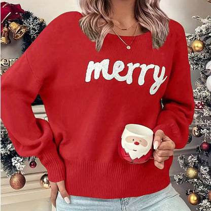 Jersey navideño de manga larga con cuello redondo