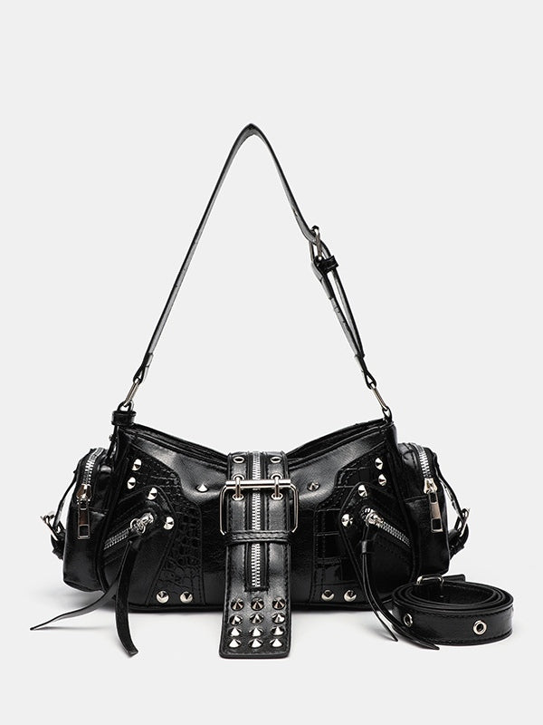 Bolso bandolera de hombro con tachuelas estilo motero