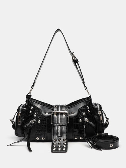 Bolso bandolera de hombro con tachuelas estilo motero