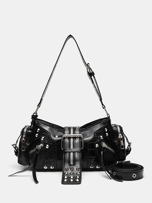 Bolso bandolera de hombro con tachuelas estilo motero