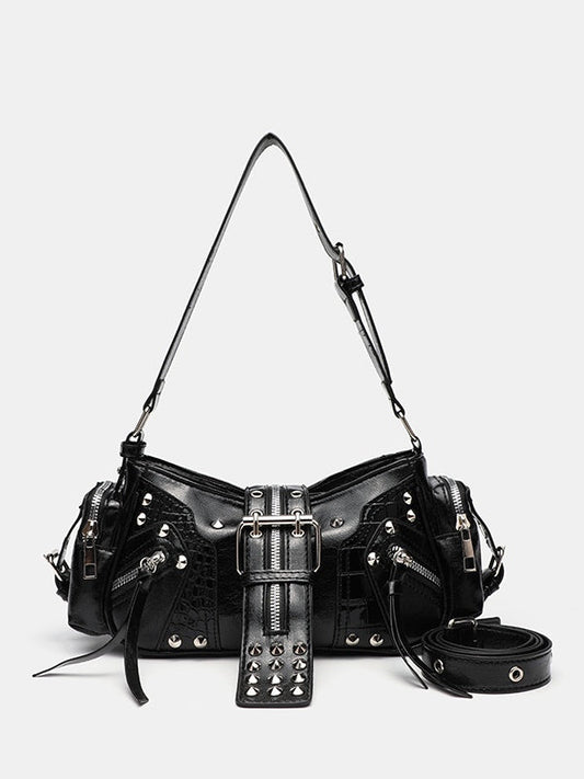 Bolso bandolera de hombro con tachuelas estilo motero