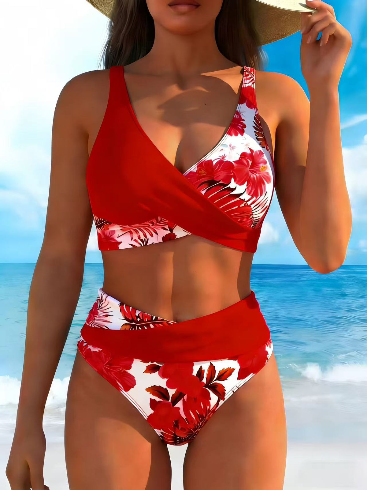 Bikini para mujer con estampado floral tropical