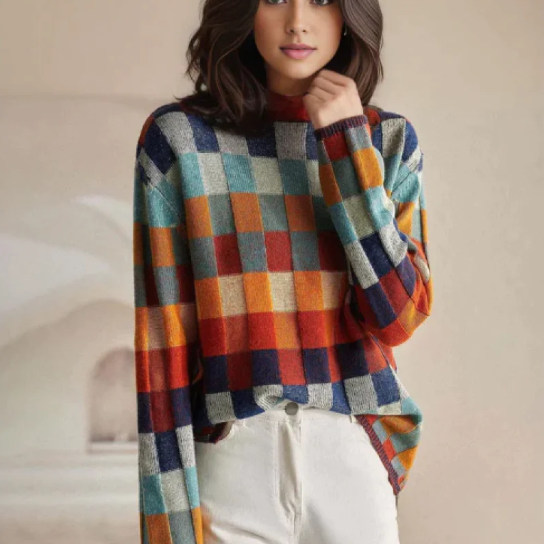 Jersey casual de cuadros arcoíris