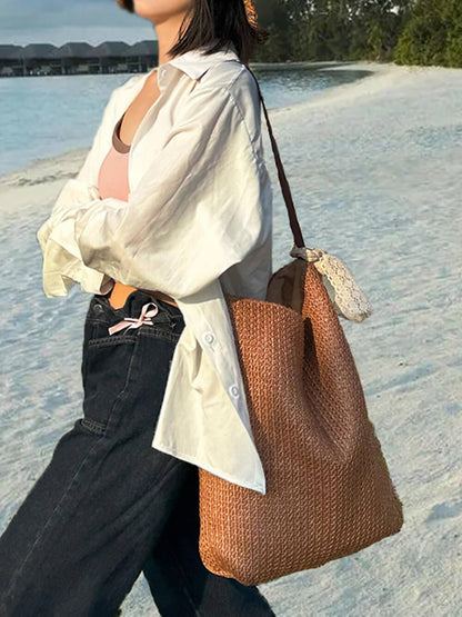 Bolso tote de hombro de paja para vacaciones