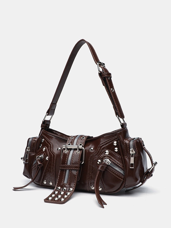 Bolso bandolera de hombro con tachuelas estilo motero