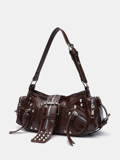 Bolso bandolera de hombro con tachuelas estilo motero