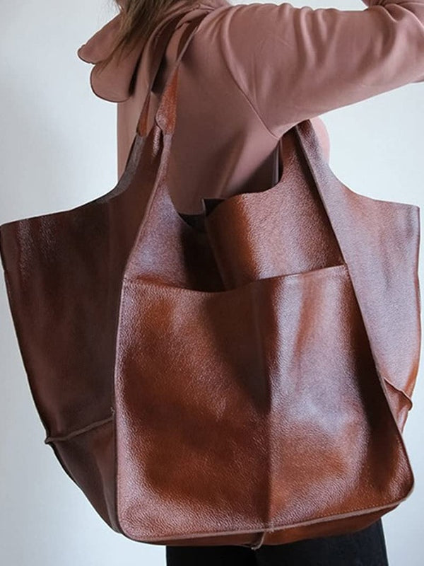 Bolso de hombro grande de piel suave y gran capacidad