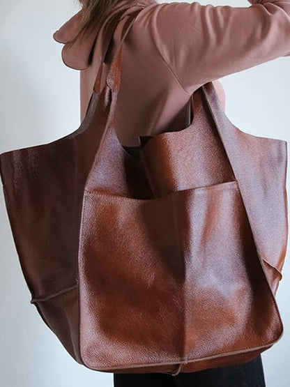 Bolso de hombro grande de piel suave y gran capacidad