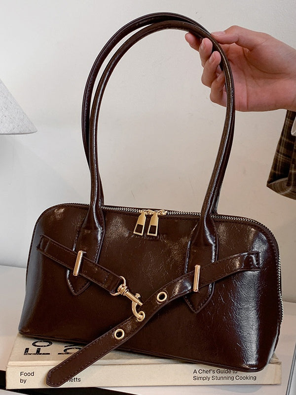 Bolso bandolera retro en forma de concha, de mano y de hombro