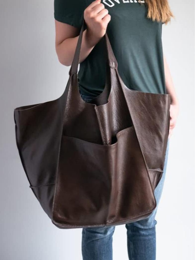 Bolso de hombro grande de piel suave y gran capacidad