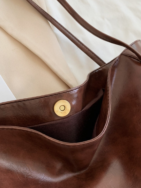 Bolso saco de hombro de piel suave y gran capacidad