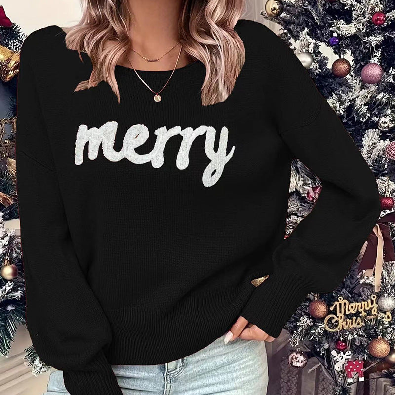 Jersey navideño de manga larga con cuello redondo