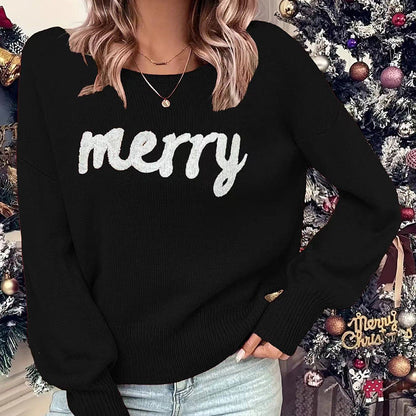 Jersey navideño de manga larga con cuello redondo