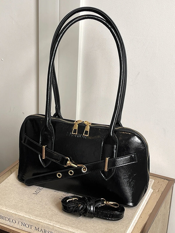Bolso bandolera retro en forma de concha, de mano y de hombro