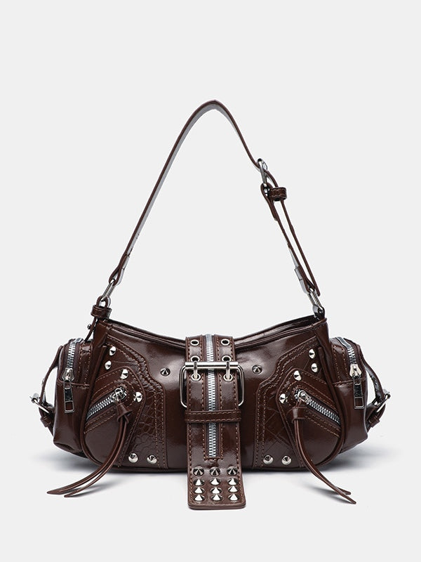Bolso bandolera de hombro con tachuelas estilo motero