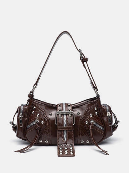 Bolso bandolera de hombro con tachuelas estilo motero