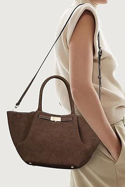 Bolso tote vintage versátil de efecto ante