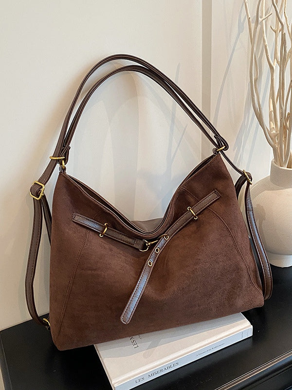 Bolso bandolera de hombro vintage de ante multifuncional
