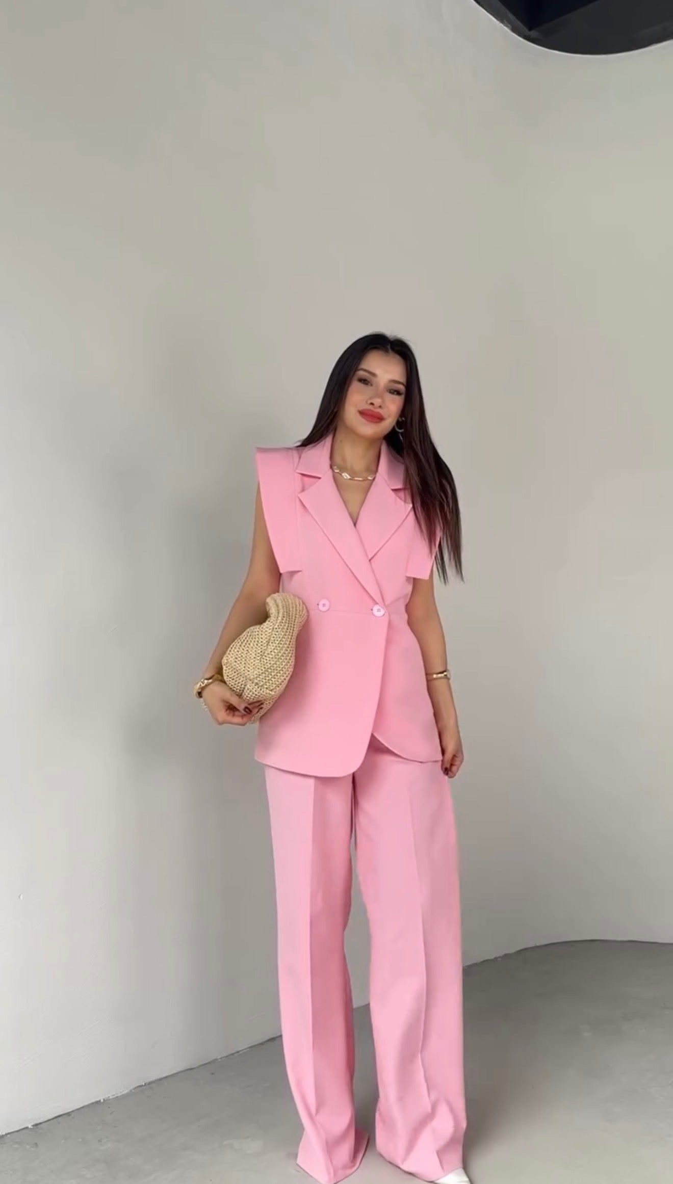Méndez Blanc | Conjunto Blazer Sin Mangas y Pantalón Wide Leg