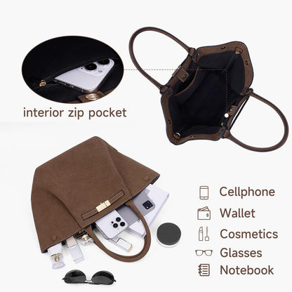 Bolso tote vintage versátil de efecto ante