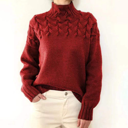 Jersey casual liso de cuello alto