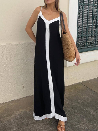 Vestido midi de tirantes color block