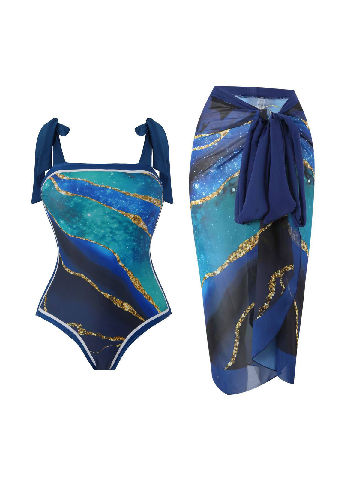 Conjunto de dos piezas: bañador y falda de gasa