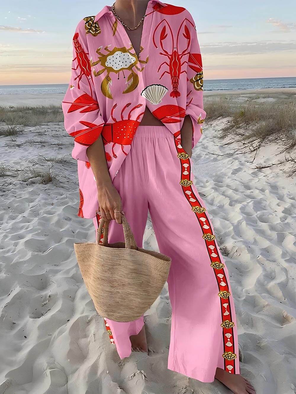 Conjunto de dos piezas chic con estampado de mundo submarino