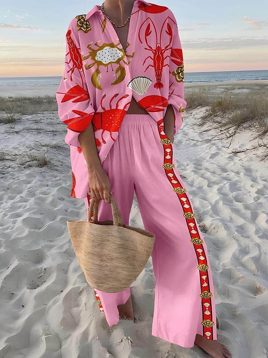 Conjunto de dos piezas chic con estampado de mundo submarino