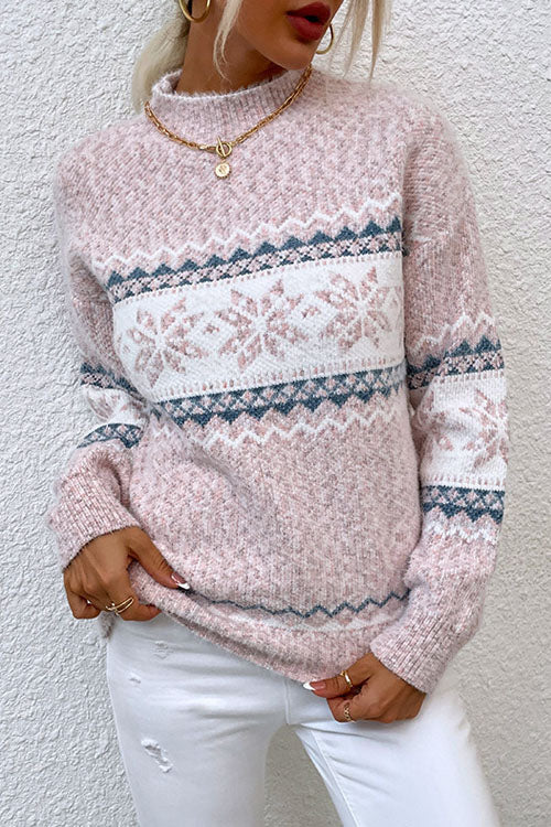 Jersey de cuello alto con copos de nieve