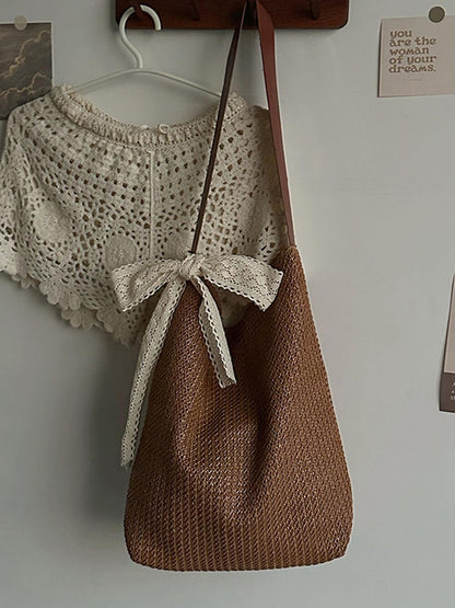 Bolso tote de hombro de paja para vacaciones