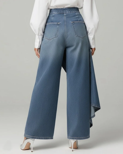 Pantalón Vaquero Cruzado de Cintura Alta