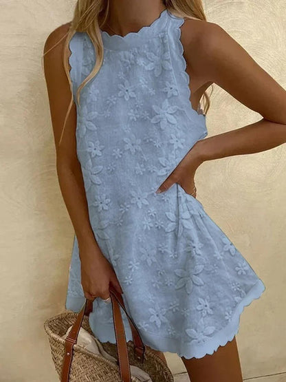 Minivestido casual de encaje sin mangas