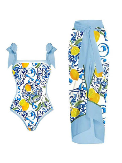 Conjunto de dos piezas: bañador y falda de gasa