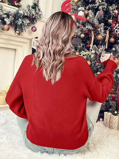 Jersey navideño de manga larga con cuello redondo