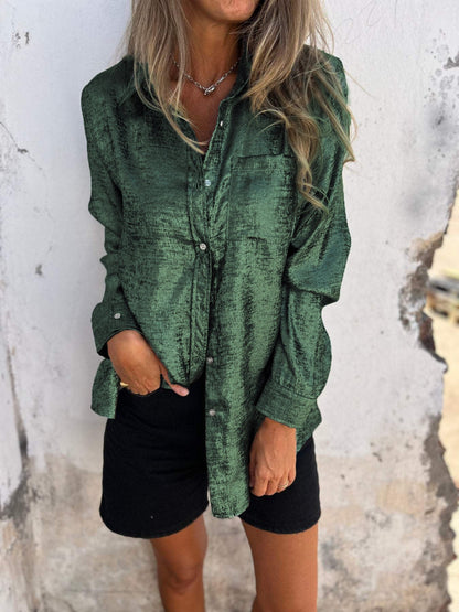 Camisa casual de antelina con solapa