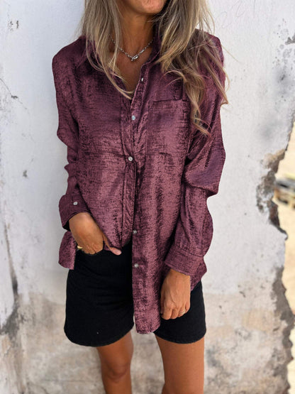 Camisa casual de antelina con solapa