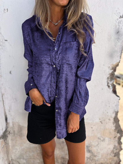 Camisa casual de antelina con solapa
