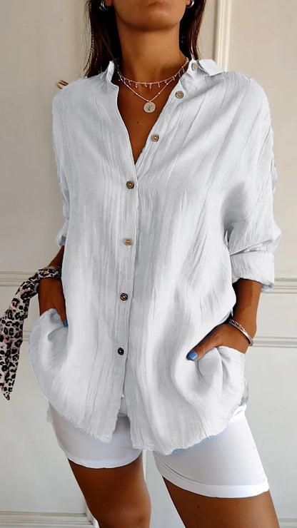 Camisa plisada con solapa y botones