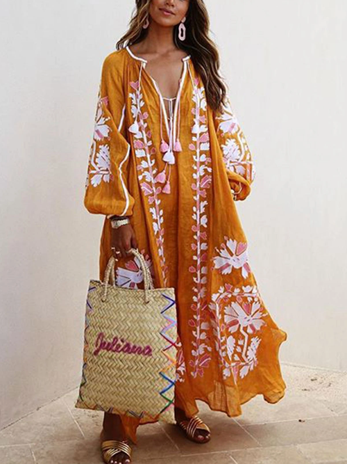 Vestido largo boho oversize estampado