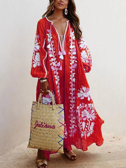 Vestido largo boho oversize estampado