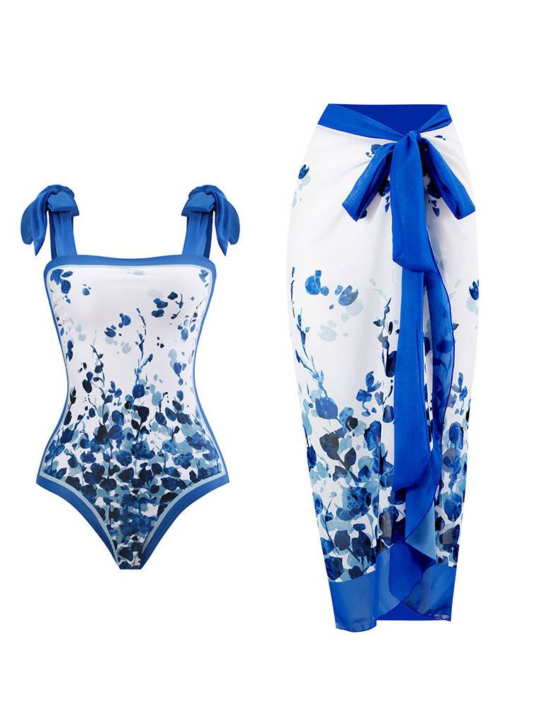Conjunto de dos piezas: bañador y falda de gasa