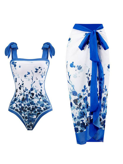 Conjunto de dos piezas: bañador y falda de gasa