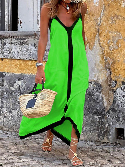 Vestido midi de tirantes color block
