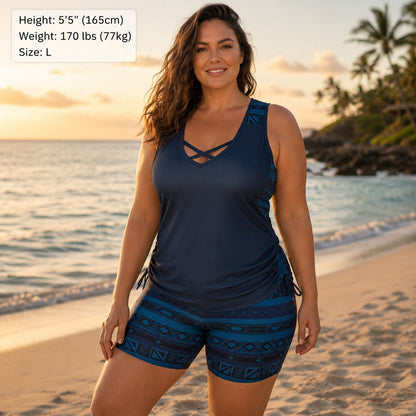 Conjunto de baño de dos piezas bohemio con estampado azteca