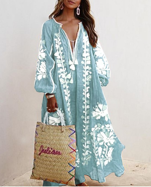 Vestido largo boho oversize estampado