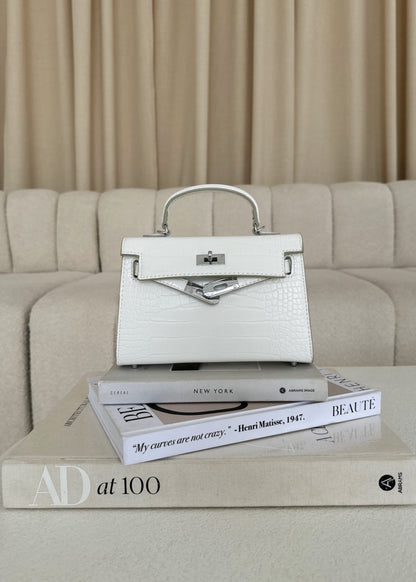 Kels Mini Hand Bag - White Croc