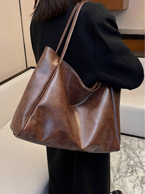 Bolso saco de hombro de piel suave y gran capacidad